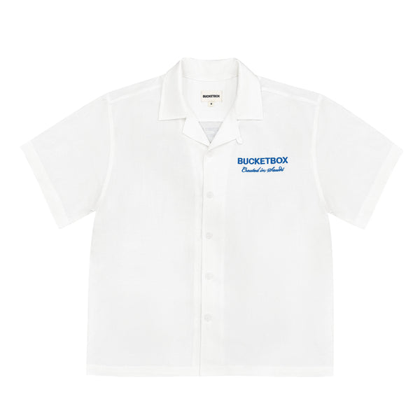 White Logo Linen Shirt